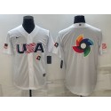 USA 2023 White World Big Logo With Patch Classic Stitched Jersey