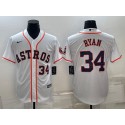 Houston Astros #34 Nolan Ryan White With Patch Cool Base Stitched Jersey