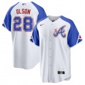 Atlanta Braves #28 Matt Olson White 2023 City Connect Cool Base Stitched Jersey