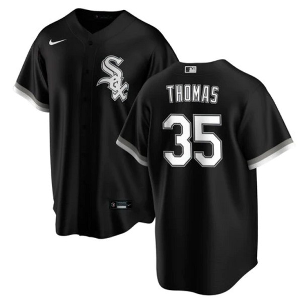 Chicago White Sox #35 Frank Thomas Black Cool Base Stitched Jersey