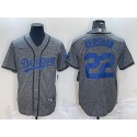 Los Angeles Dodgers #22 Clayton Kershaw Grey Cool Base Stitched Jersey