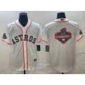 Houston Astros White 2023 Gold Collection With World Serise Champions Patch Team Big Logo Cool Base Stitched Jersey