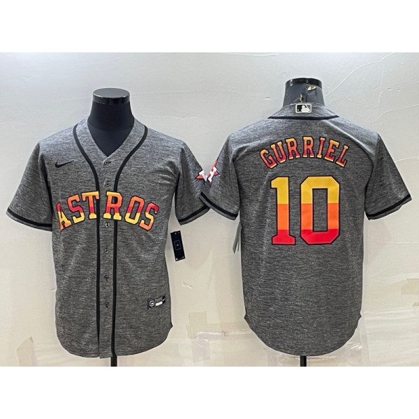 Houston Astros #10 Yuli Gurriel Grey Cool Base Stitched Jersey