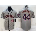 Houston Astros #44 Yordan Alvarez Grey With Patch Cool Base Stitched Jersey