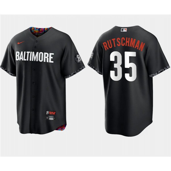 Baltimore Orioles #35 Adley Rutschman Black 2023 City Connect Cool Base Stitched Jersey