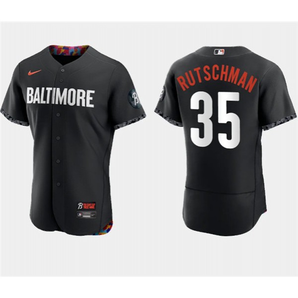 Baltimore Orioles #35 Adley Rutschman Black 2023 City Connect Flex Base Stitched Jersey