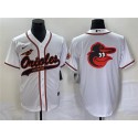 Baltimore Orioles White Team Big Logo Cool Base Stitched Jersey
