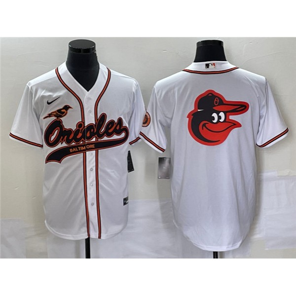 Baltimore Orioles White Team Big Logo Cool Base Stitched Jersey