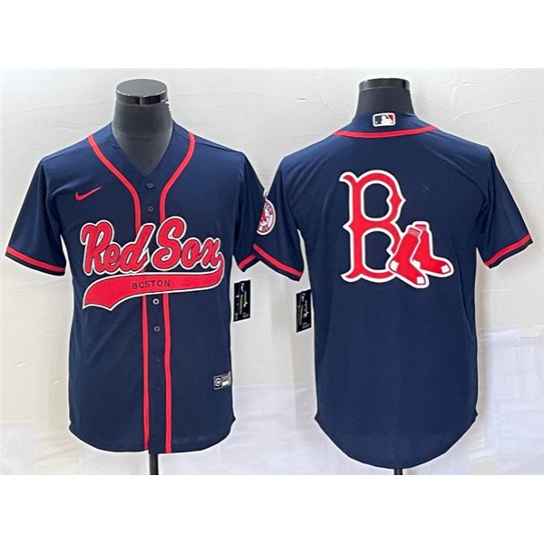 Boston Red Sox Blank Navy With Logo In Back Cool Base Stitched Jersey