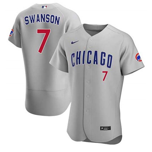 Chicago Cubs #7 Dansby Swanson Gray Flex Base Stitched Jersey