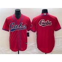 Chicago Cubs Red Team Big Logo Cool Base Stitched Jersey