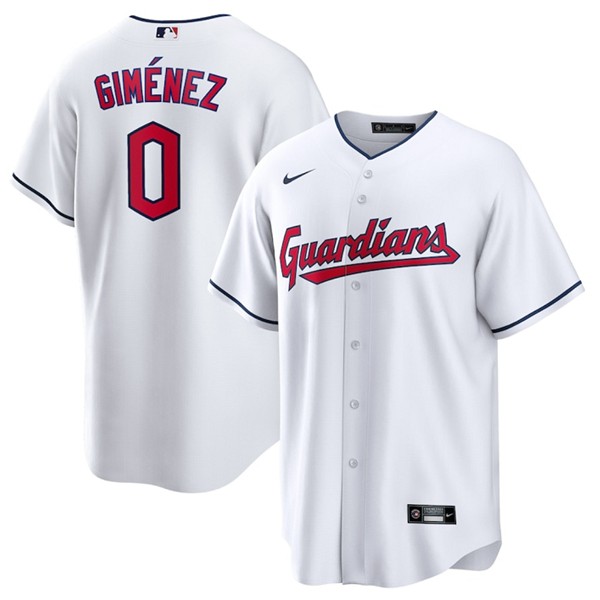 Cleveland Guardians #0 Andrés Giménez White Cool Base Stitched Jersey