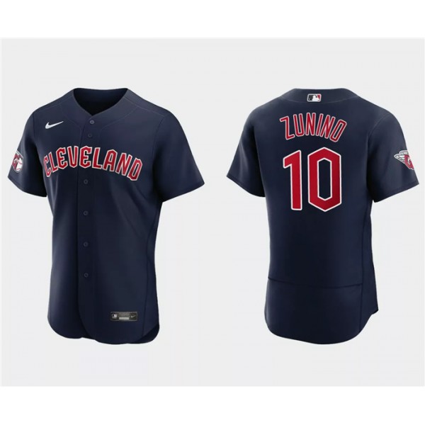 Cleveland Guardians #10 Mike Zunino Navy Flex Base Stitched Jersey