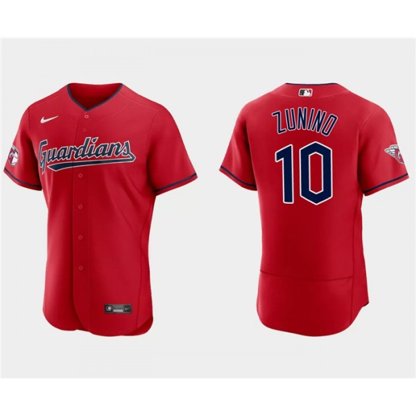 Cleveland Guardians #10 Mike Zunino Red Flex Base Stitched Jersey