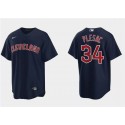 Cleveland Guardians #34 Zach Plesac Navy Cool Base Stitched Jersey