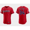 Cleveland Guardians #34 Zach Plesac Red Flex Base Stitched Jersey
