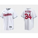 Cleveland Guardians #34 Zach Plesac White Cool Base Stitched Jersey