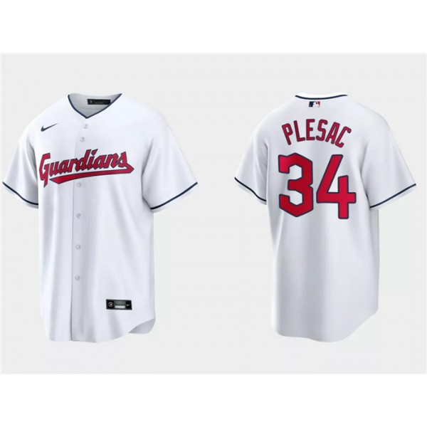 Cleveland Guardians #34 Zach Plesac White Cool Base Stitched Jersey