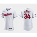 Cleveland Guardians #34 Zach Plesac White Flex Base Stitched Jersey