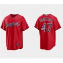 Cleveland Guardians #47 Cal Quantrill Red Cool Base Stitched Jersey