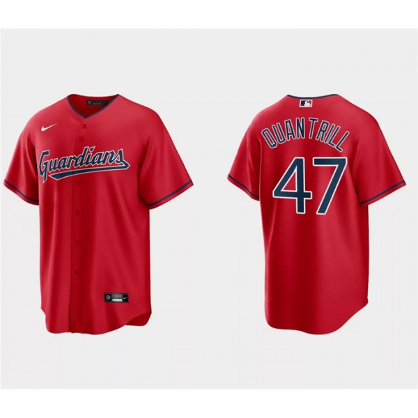 Cleveland Guardians #47 Cal Quantrill Red Cool Base Stitched Jersey