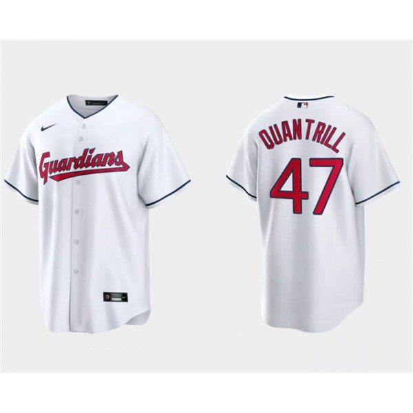 Cleveland Guardians #47 Cal Quantrill White Cool Base Stitched Jersey