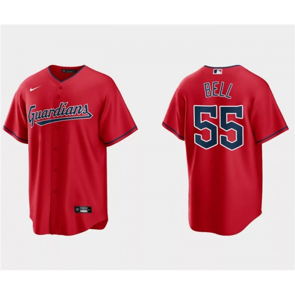 Cleveland Guardians #55 Josh Bell Red Cool Base Stitched Jersey