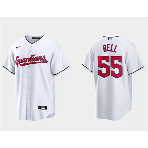 Cleveland Guardians #55 Josh Bell White Cool Base Stitched Jersey