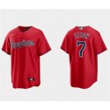 Cleveland Guardians #7 Myles Straw Red Cool Base Stitched Jersey