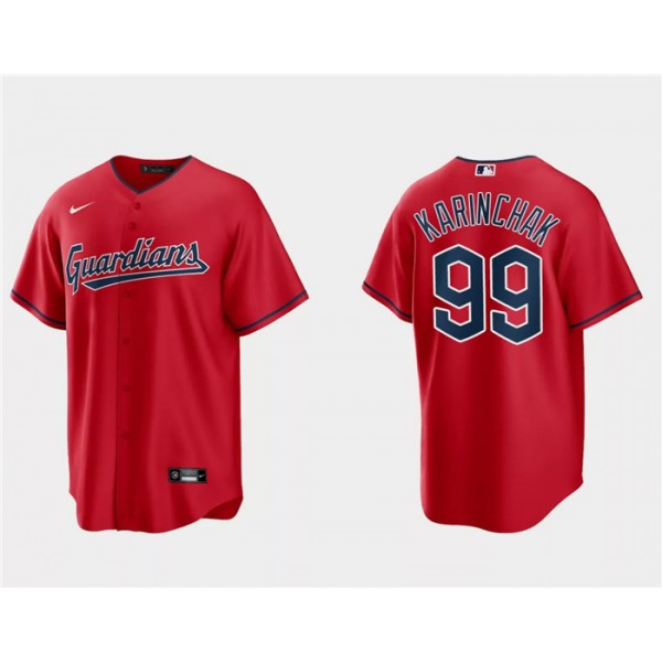 Cleveland Guardians #99 James Karinchak Red Cool Base Stitched Jersey