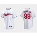 Cleveland Guardians #99James Karinchak White Cool Base Stitched Jersey