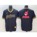 Cleveland Guardians Black Team Big Logo Cool Base Stitched Jersey
