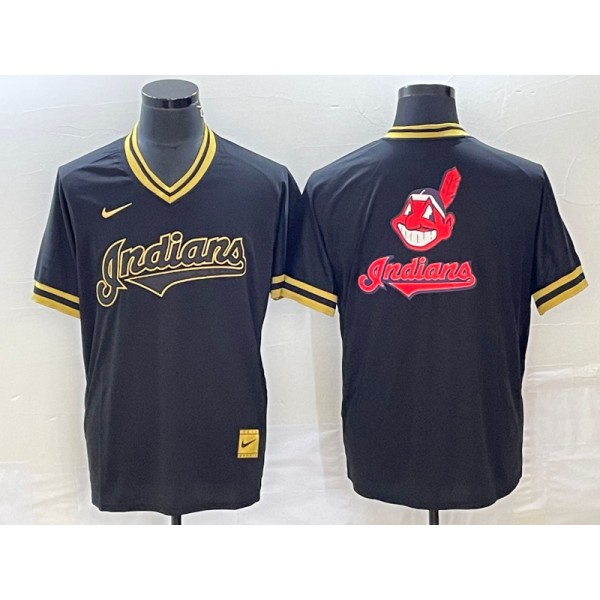 Cleveland Guardians Black Team Big Logo Cool Base Stitched Jersey