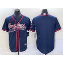 Cleveland Guardians Blank Navy Cool Base Stitched Jersey