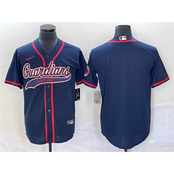 Cleveland Guardians Blank Navy Cool Base Stitched Jersey