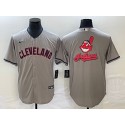 Cleveland Guardians Gray Team Big Logo Cool Base Stitched Jersey