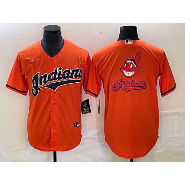 Cleveland Guardians Orange Team Big Logo Cool Base Stitched Jersey