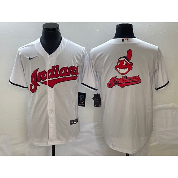 Cleveland Guardians White Team Big Logo Cool Base Stitched Jersey