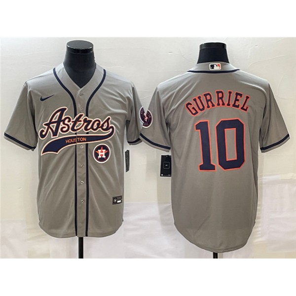 Houston Astros #10 GrayYuli Gurriel Gray With Patch Cool Base Stitched Jersey