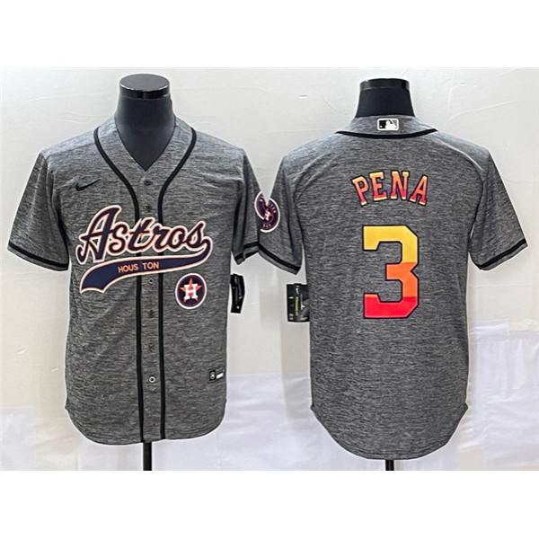 Houston Astros #3 Jeremy PeNa Gray With Patch Cool Base Stitched Jersey