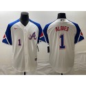 Atlanta Braves #1 Ozzie Albies White 2023 City Connect Cool Base With Patch Stitched Jersey