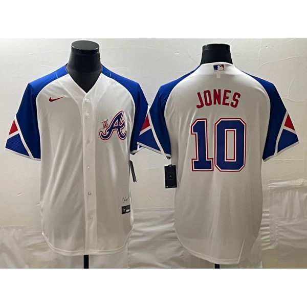 Atlanta Braves #10 Chipper Jones White 2023 City Connect Cool Base Stitched Jersey