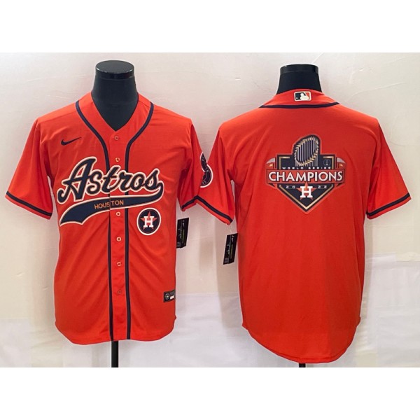 Houston Astros Orange Team Big Logo With Patch Cool Base Stitched Jersey