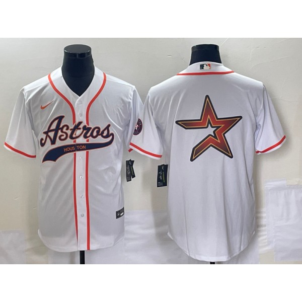 Houston Astros White Team Big Logo Cool Base Stitched Jersey