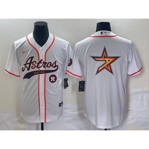 Houston Astros White Team Big Logo With Patch Cool Base Stitched Jersey