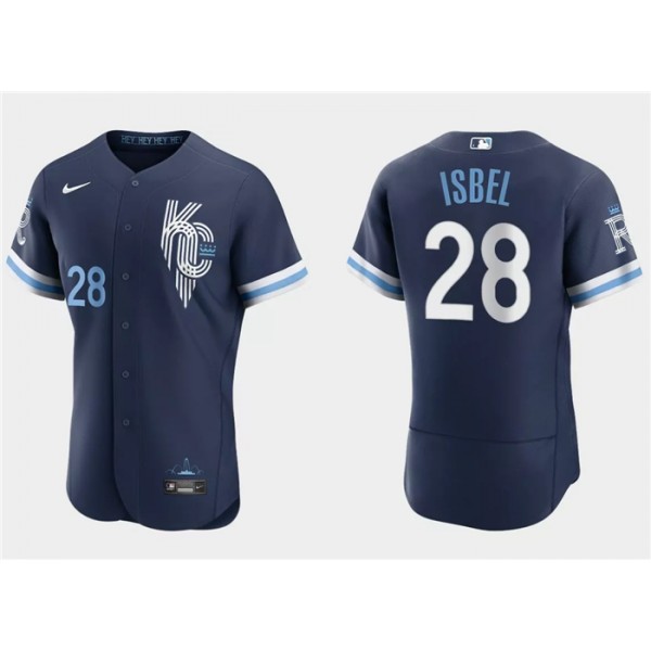 Kansas City Royals #28 Kyle Isbel Navy City Connect Flex Base Stitched Jersey