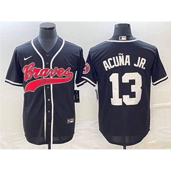 Atlanta Braves #13 Ronald Acuña Jr. Black Cool Base Stitched Jersey