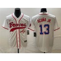 Atlanta Braves #13 Ronald Acu?a Jr. White Cool Base With Patch Stitched Jersey