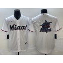 Miami Marlins White Team Big Logo Cool Base Stitched Jersey