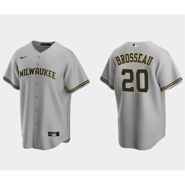 Milwaukee Brewers #20 Mike Brosseau Gray Cool Base Stitched Jersey